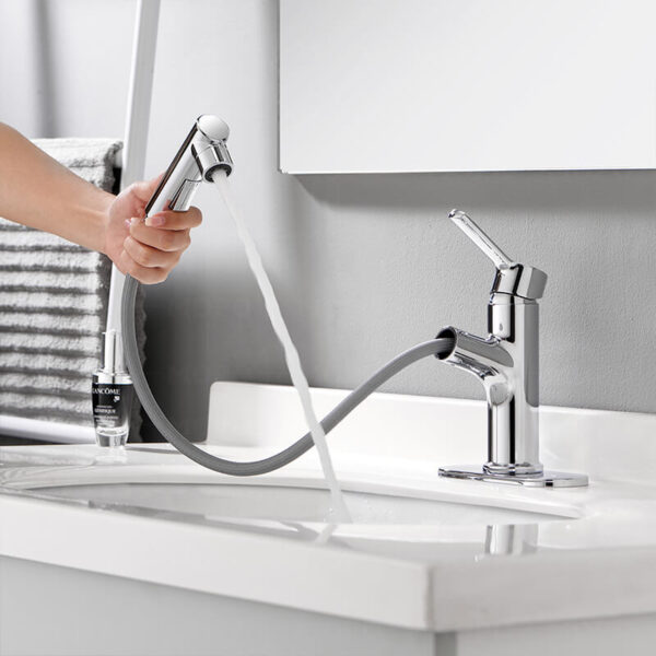 Faucet supplier chrome color bathroom pull out faucet