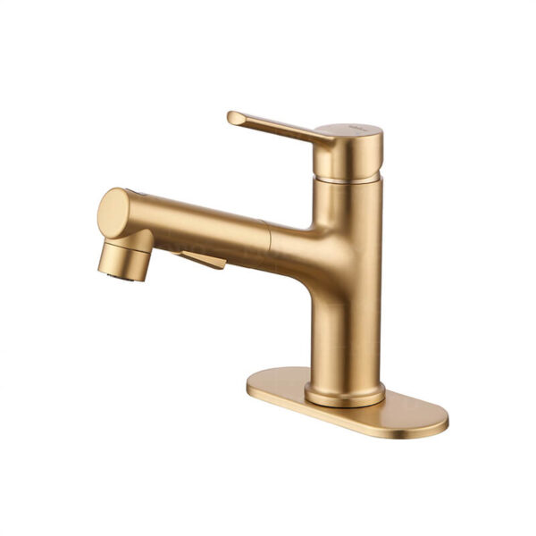luxury golden pull out bathroom basin faucet hot and cold taps