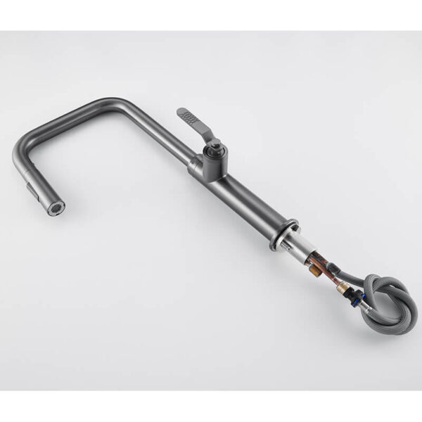 modern single handle spring kitchen faucet with pull down spray